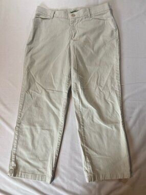 Lee Women's Relaxed Straight Leg Khaki / Cream Stretch Twill Pants Size 14 P